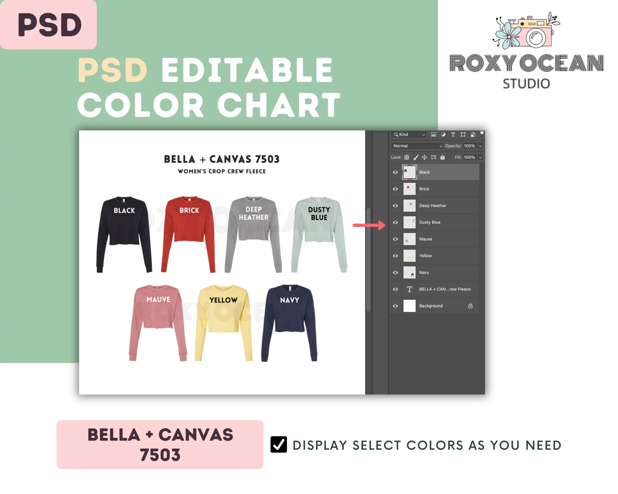 Editable Bella Canvas 7503 Color + Size Chart - Image 3