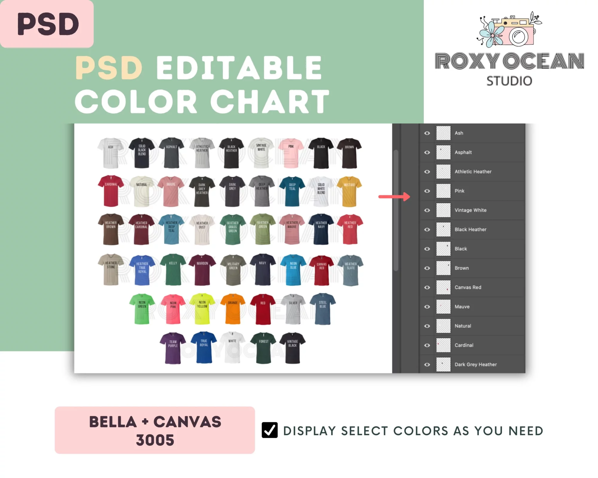 Editable Bella Canvas 3005 Color + Size Chart - Image 3