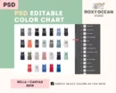 Editable Bella Canvas 8838 Color + Size Chart