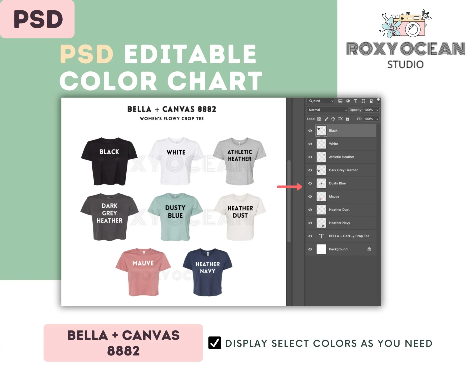 Editable Bella Canvas 8882 Color + Size Chart - Image 3