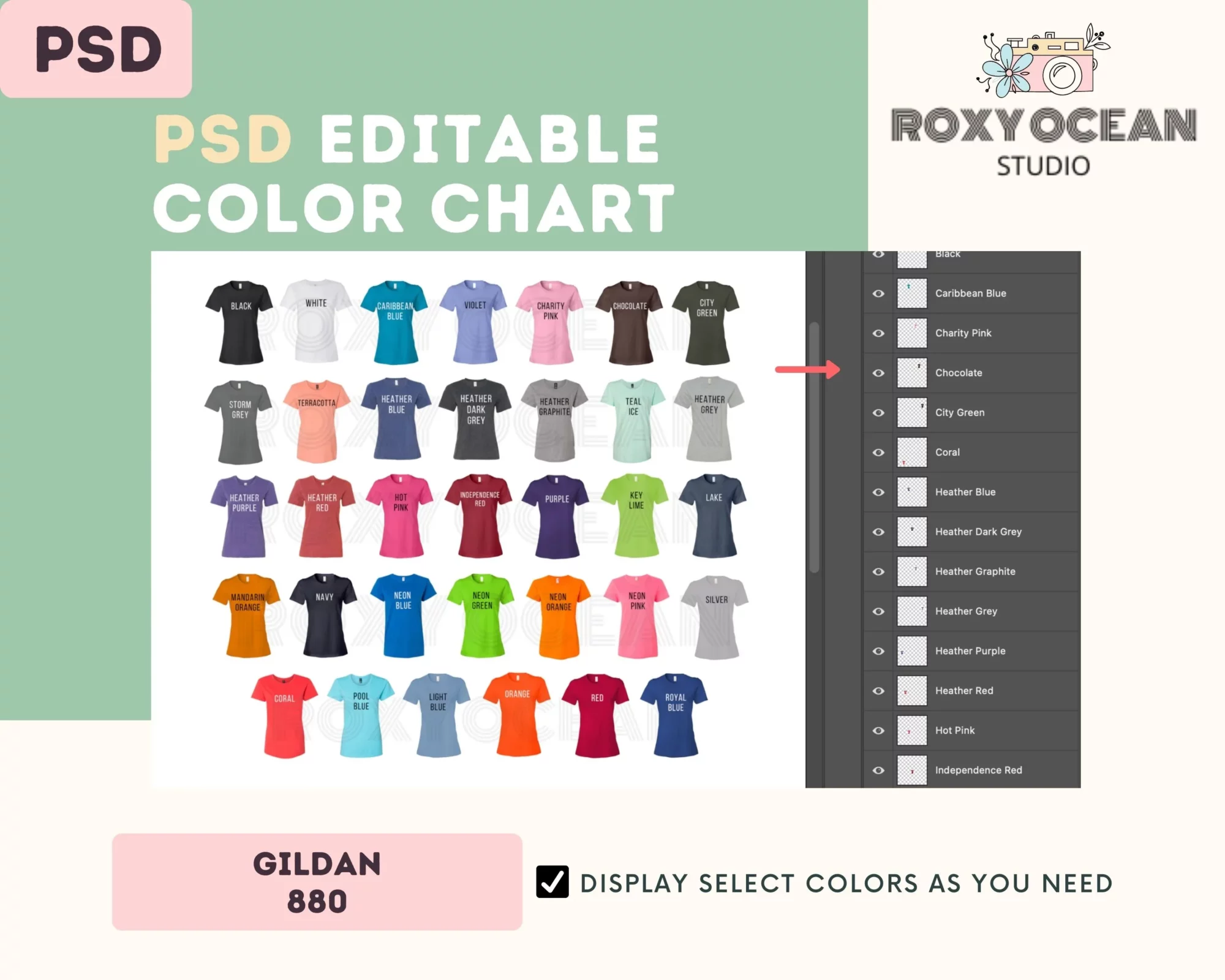 Editable Gildan 880 Color + Size Chart - Image 3