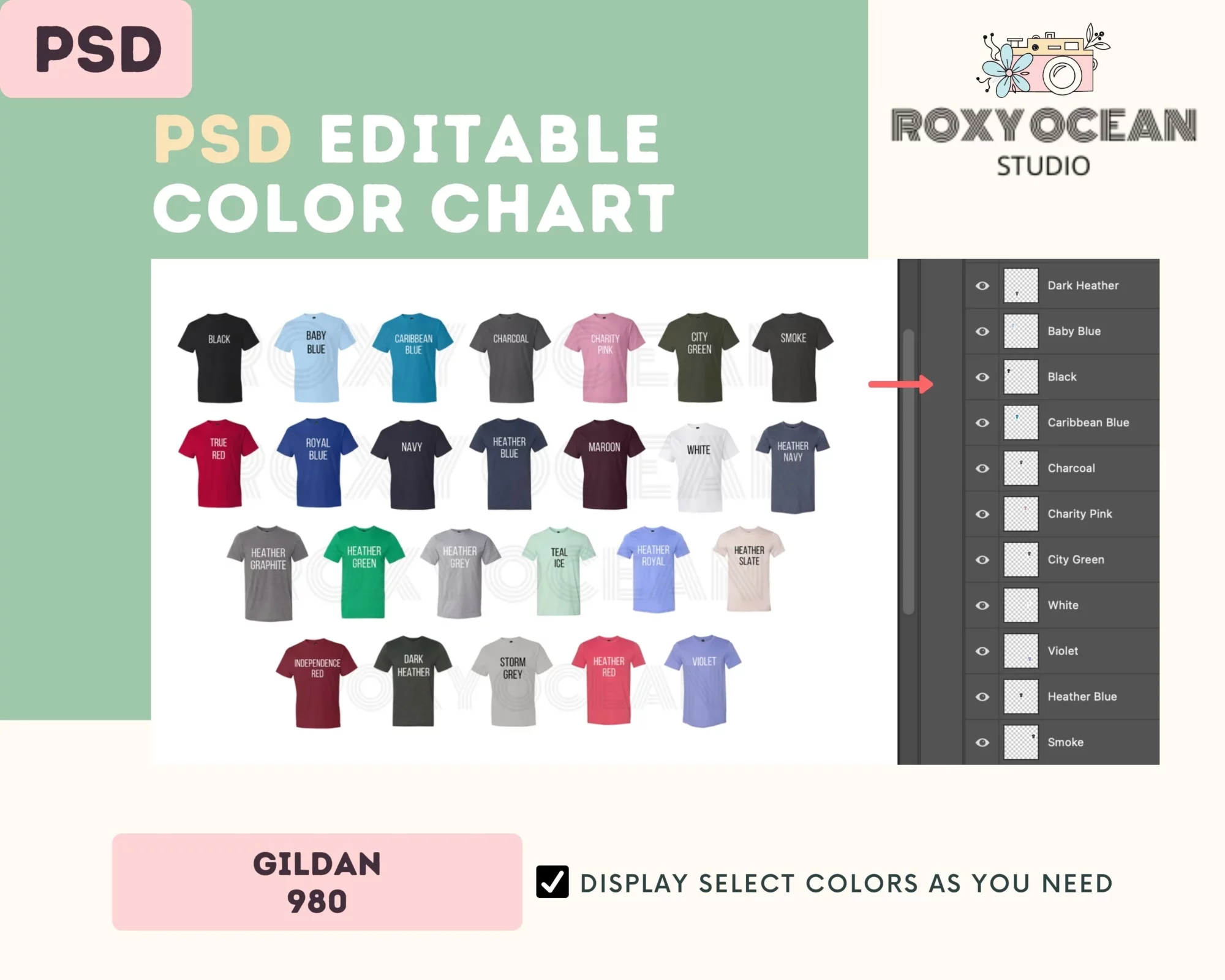 Editable Gildan 980 Color + Size Chart - Image 3