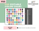 Editable Gildan 5000 Color + Size Chart