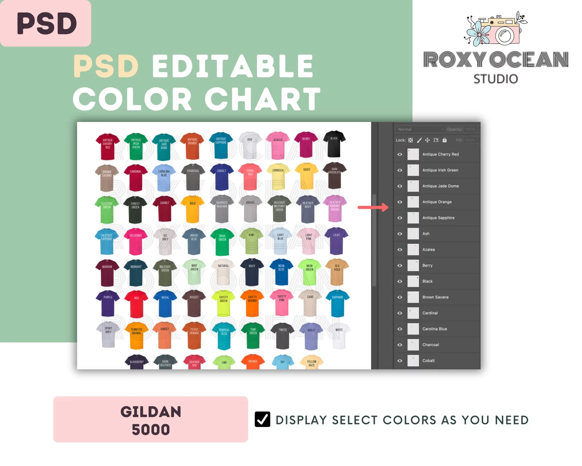 Editable Gildan 5000 Color + Size Chart - Image 3