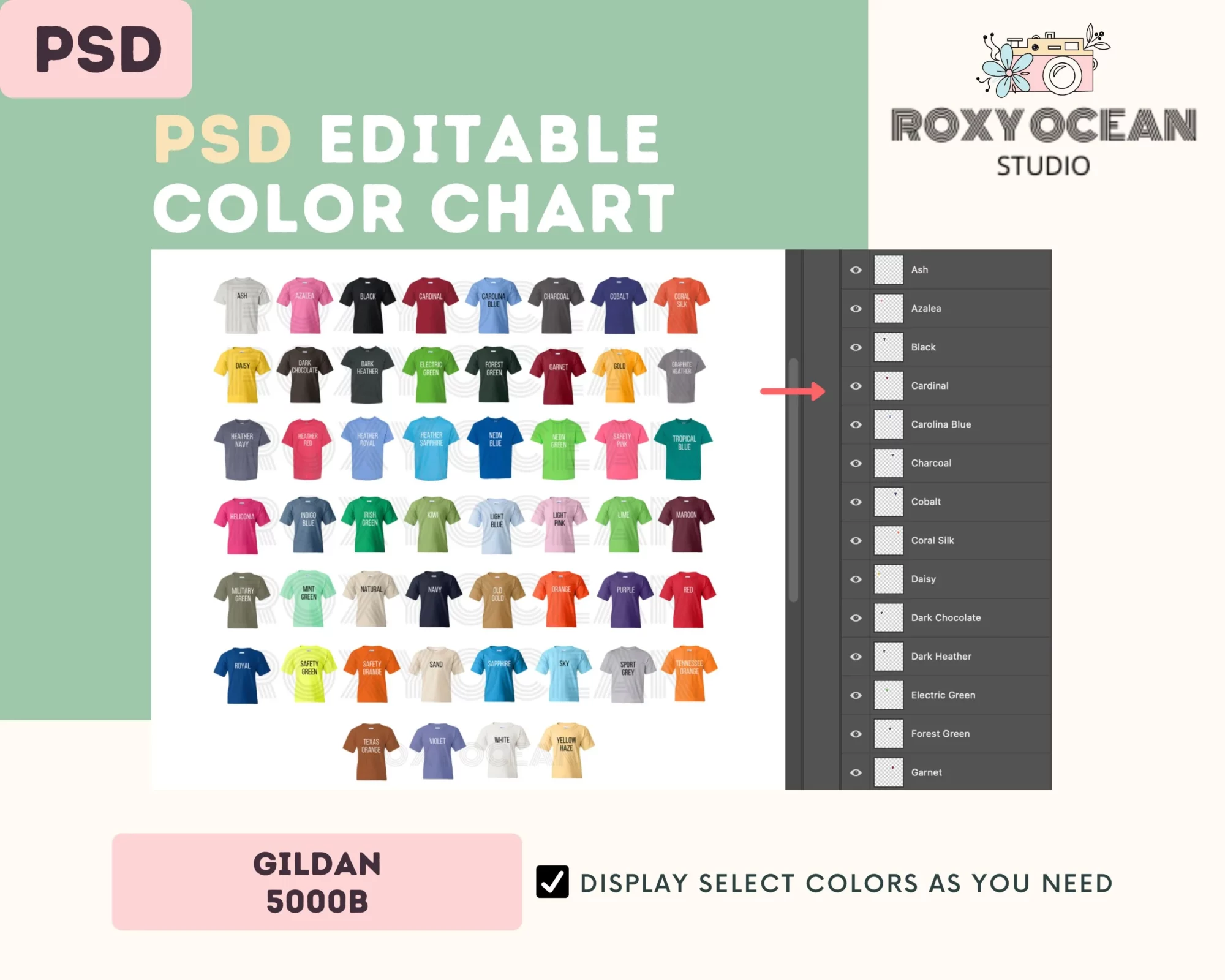 Editable Gildan 5000B Color + Size Chart - Image 3