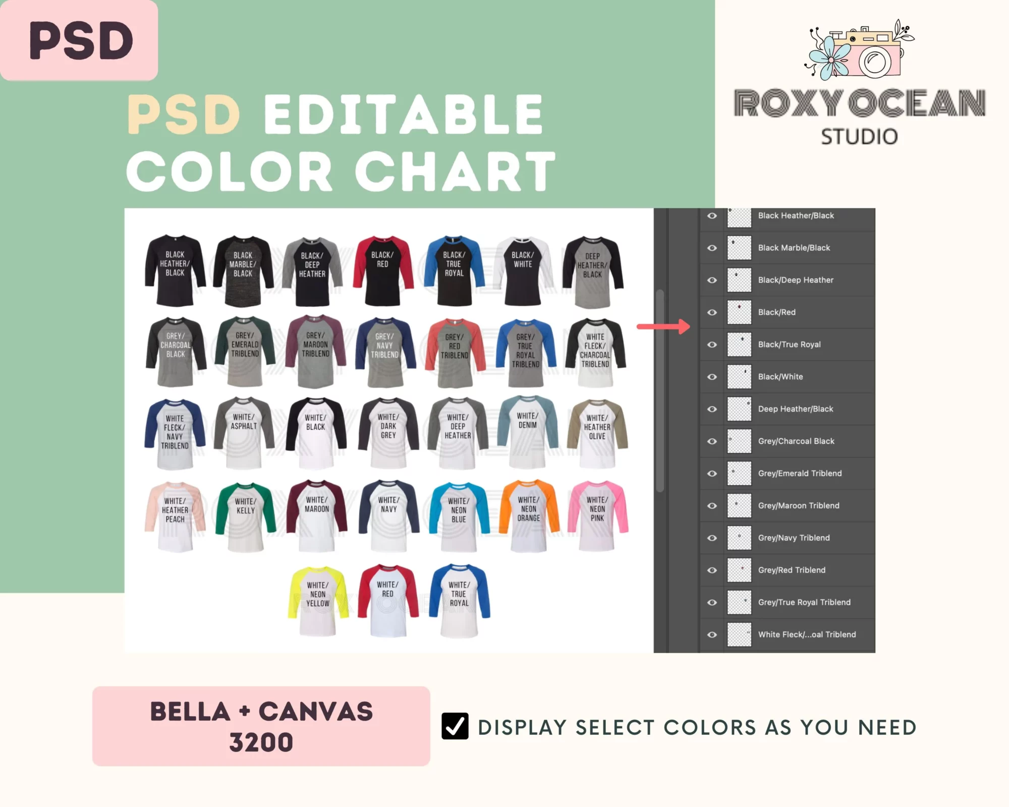 Editable Bella Canvas 3200 Color + Size Chart - Image 3