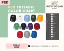 Editable Gildan 5400B Color + Size Chart