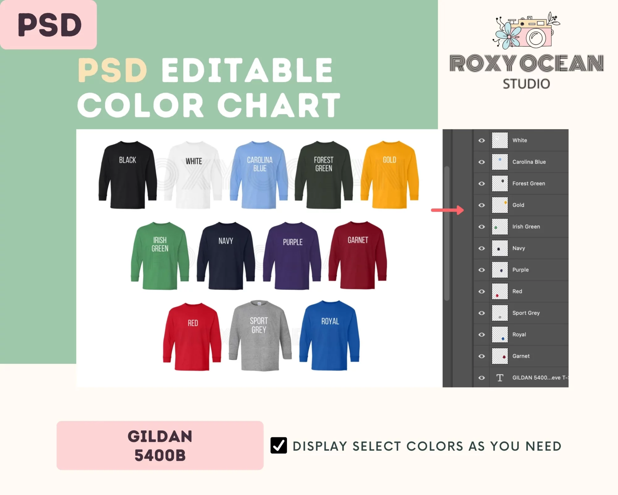 Editable Gildan 5400B Color + Size Chart - Image 3