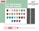 Editable Gildan 8000B Color + Size Chart