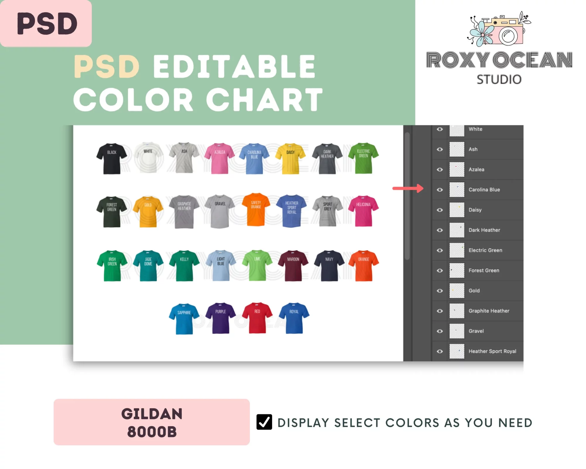 Editable Gildan 8000B Color + Size Chart - Image 3