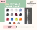 Editable Gildan 8400 Color + Size Chart