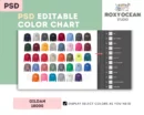 Editable Gildan 18000 Color + Size Chart