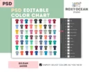 Editable Gildan 64000 Color + Size Chart