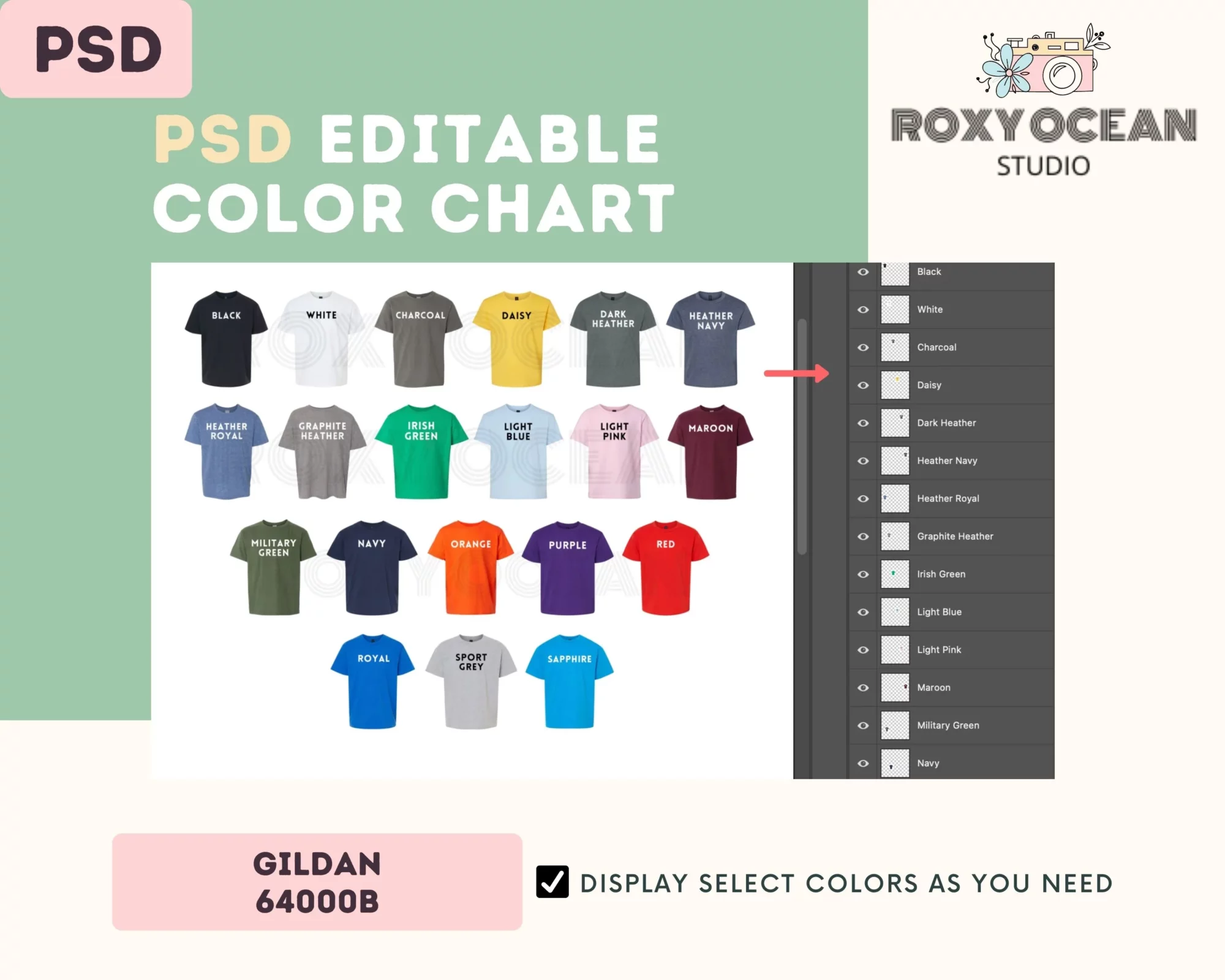 Editable Gildan 64000B Color + Size Chart - Image 3