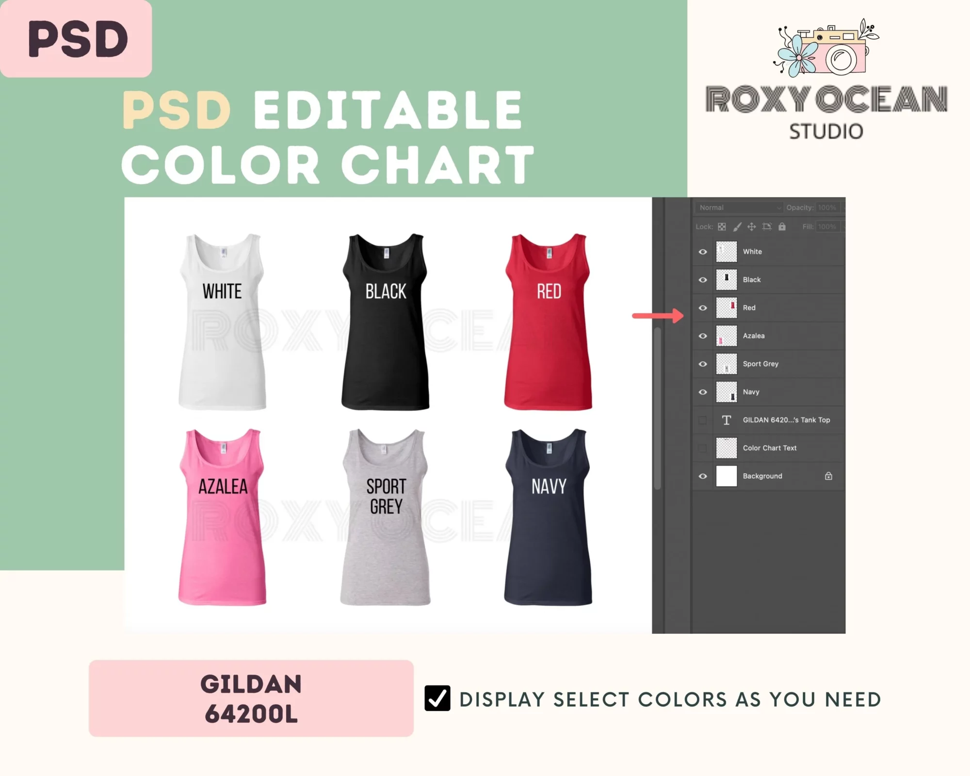 Editable Gildan 64200L Color + Size Chart - Image 3