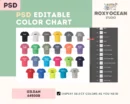 Editable Gildan 64500B Color + Size Chart