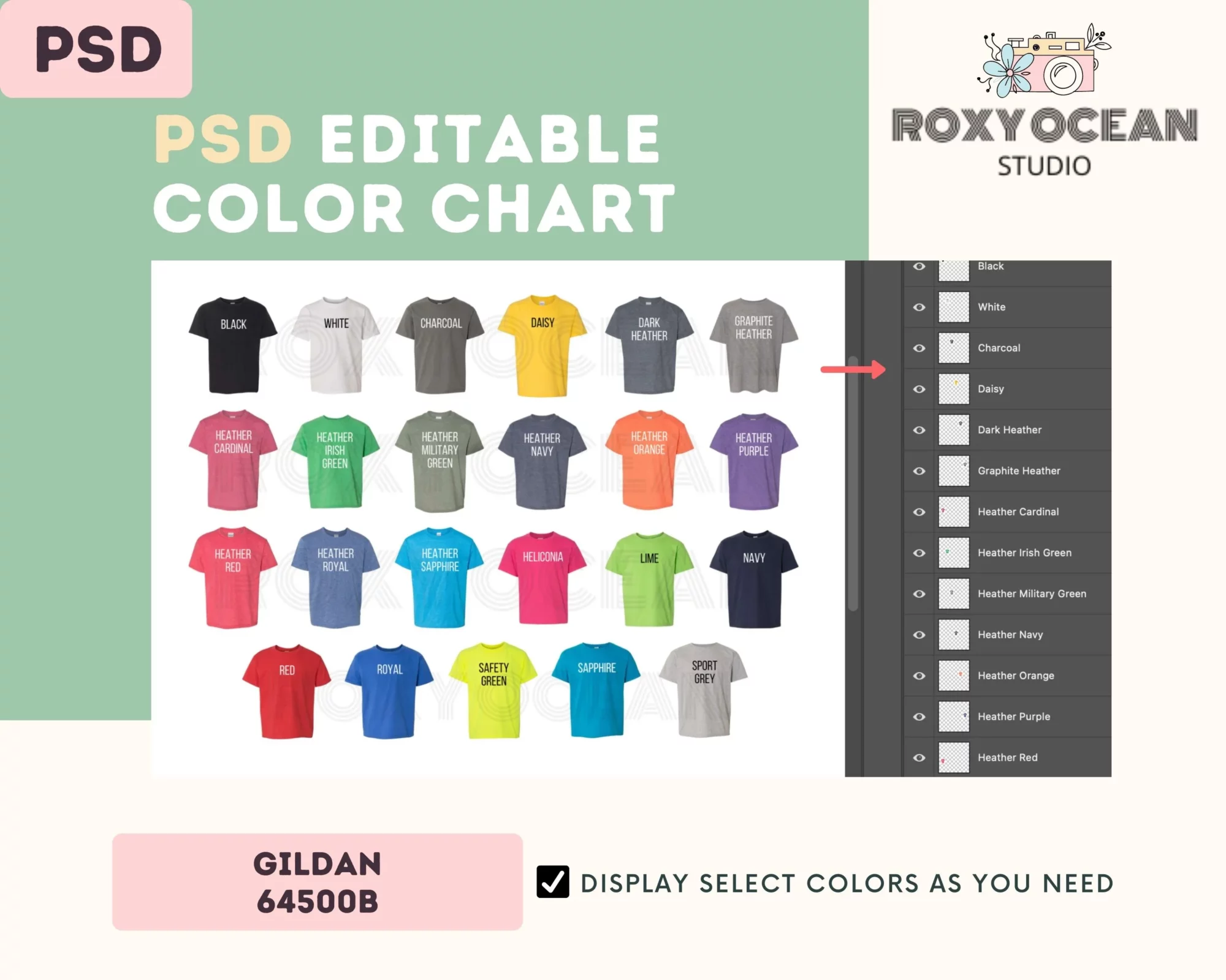 Editable Gildan 64500B Color + Size Chart - Image 3