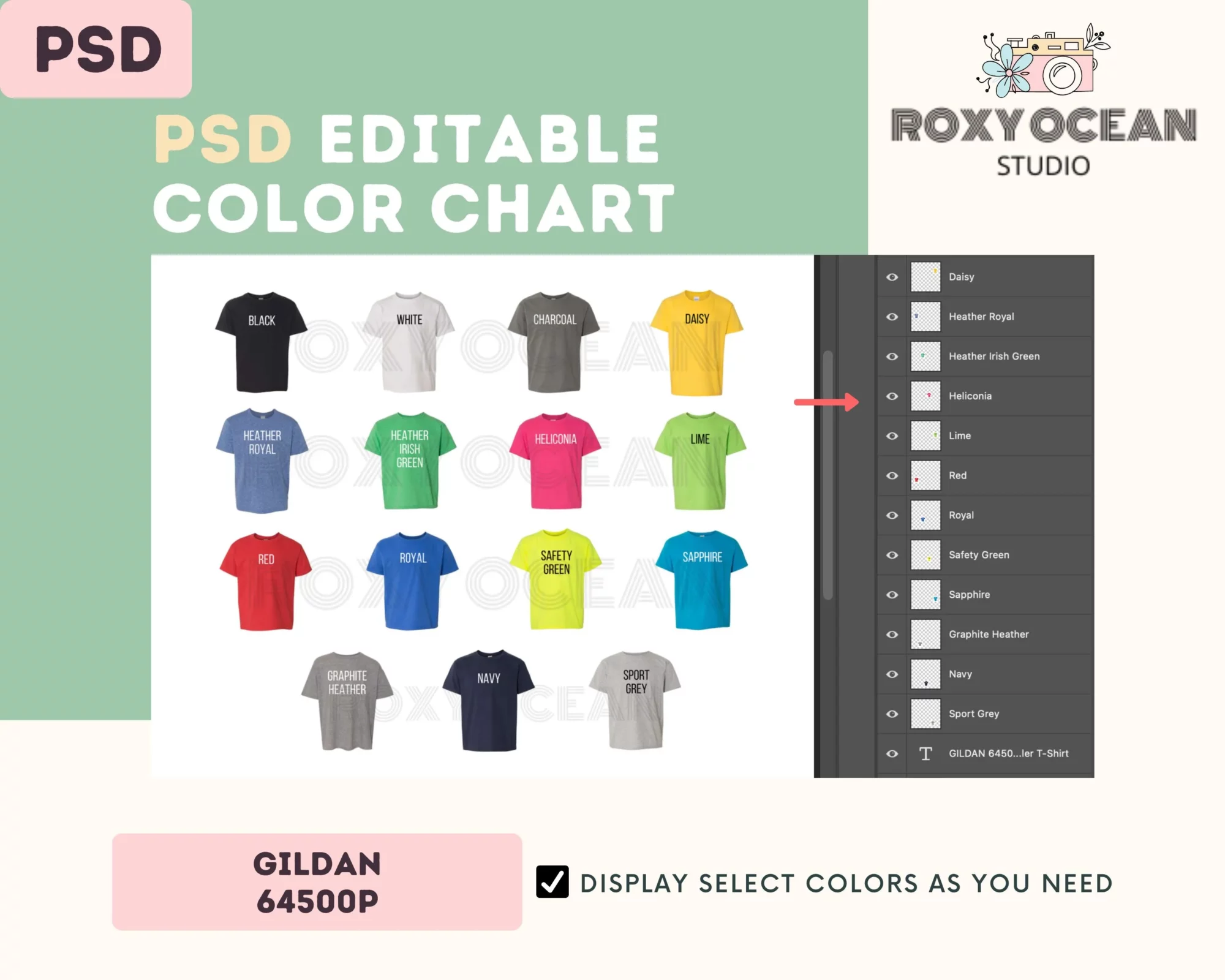 Editable Gildan 64500P Color + Size Chart - Image 3