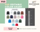 Editable Gildan SF000 Color + Size Chart