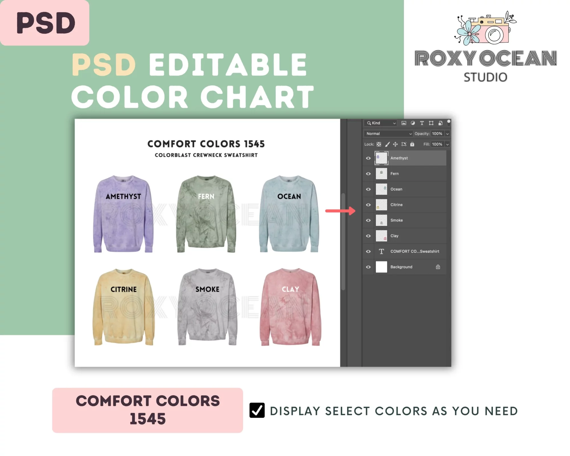 Editable Comfort Colors 1545 Color + Size Chart - Image 3