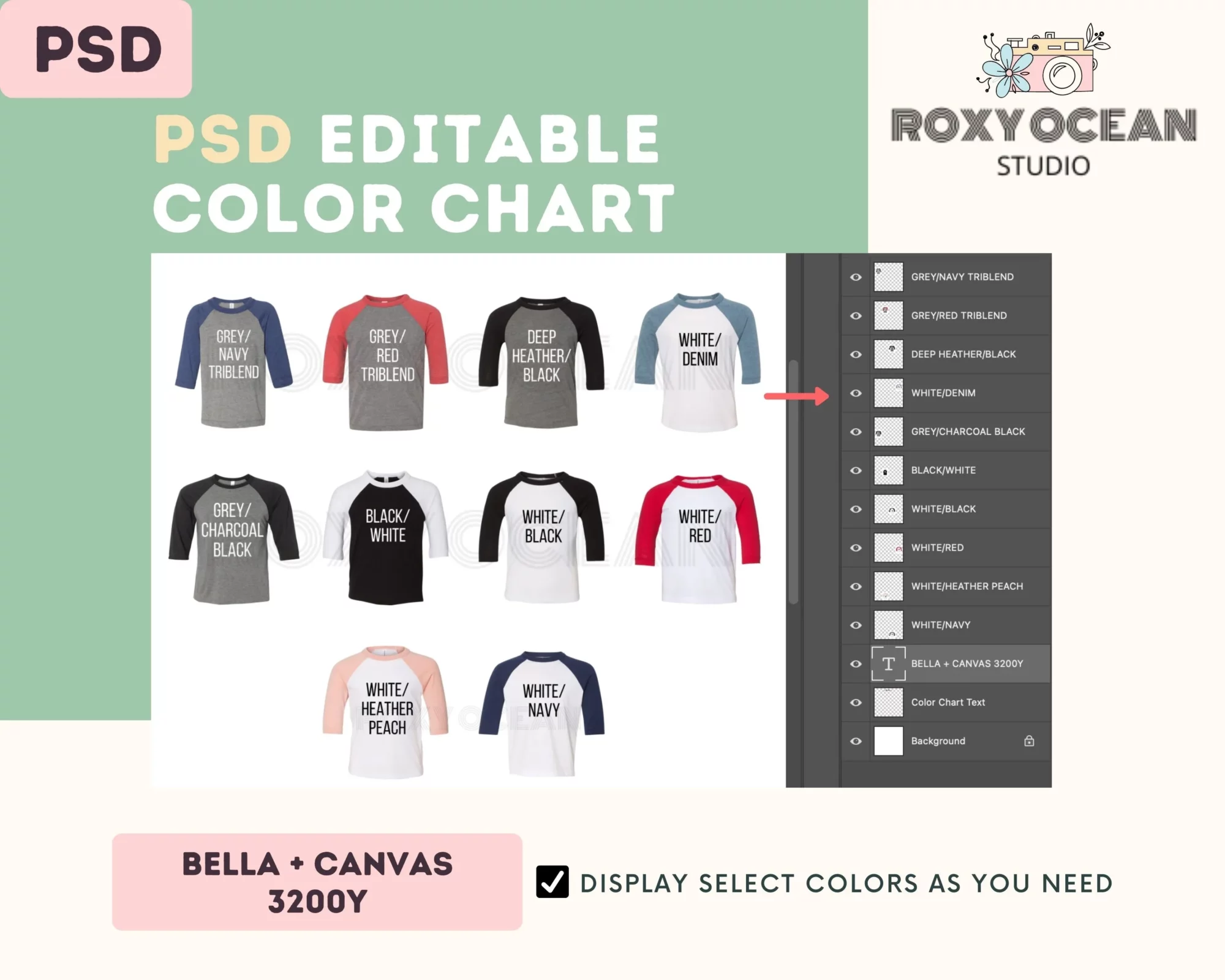 Editable Bella Canvas 3200Y Color + Size Chart - Image 3