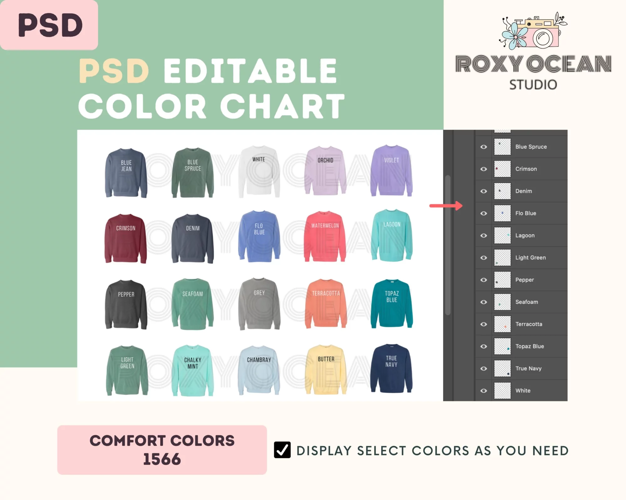 Editable Comfort Colors 1566 Color + Size Chart - Image 3