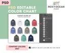 Editable Comfort Colors 1567 Color + Size Chart