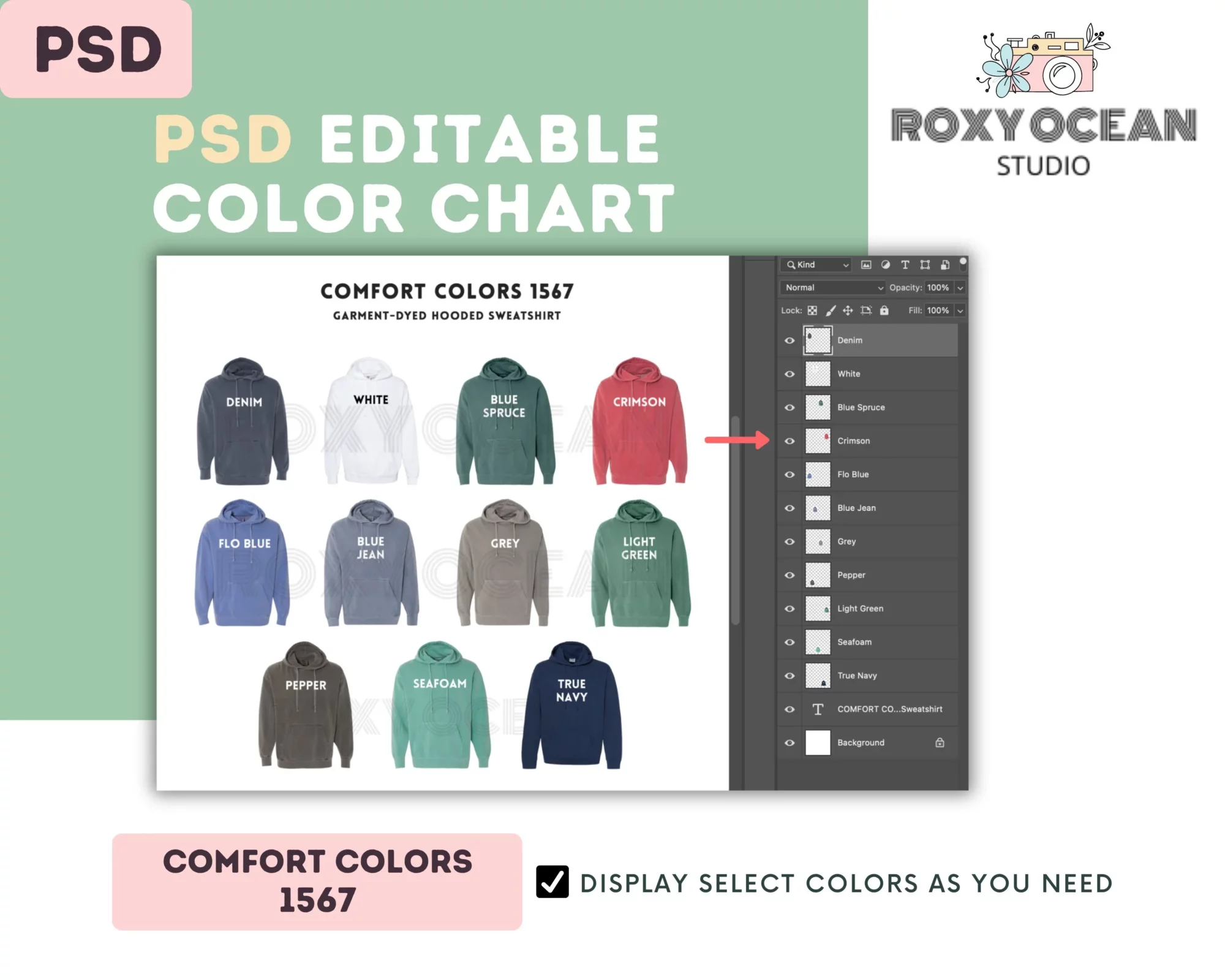 Editable Comfort Colors 1567 Color + Size Chart - Image 3