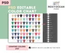 Editable Comfort Colors 1717 Color + Size Chart