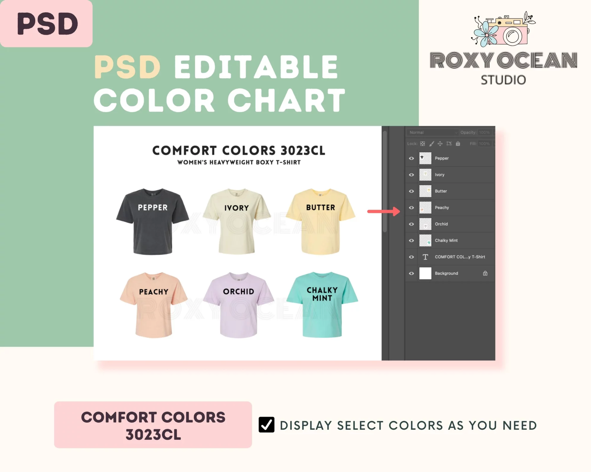 Editable Comfort Colors 3023CL Color + Size Chart - Image 3