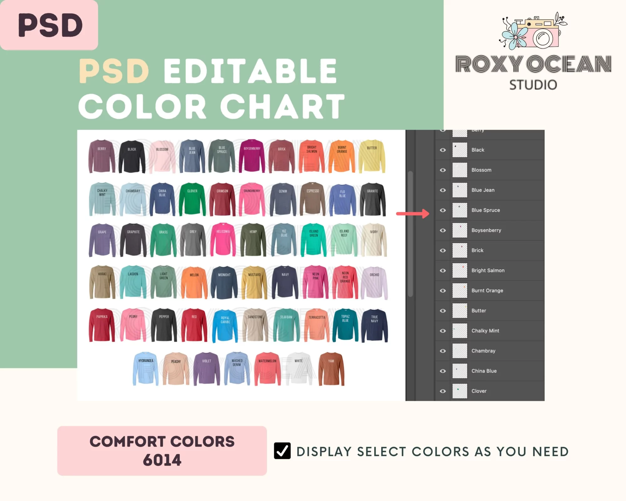 Editable Comfort Colors 6014 Color + Size Chart - Image 3