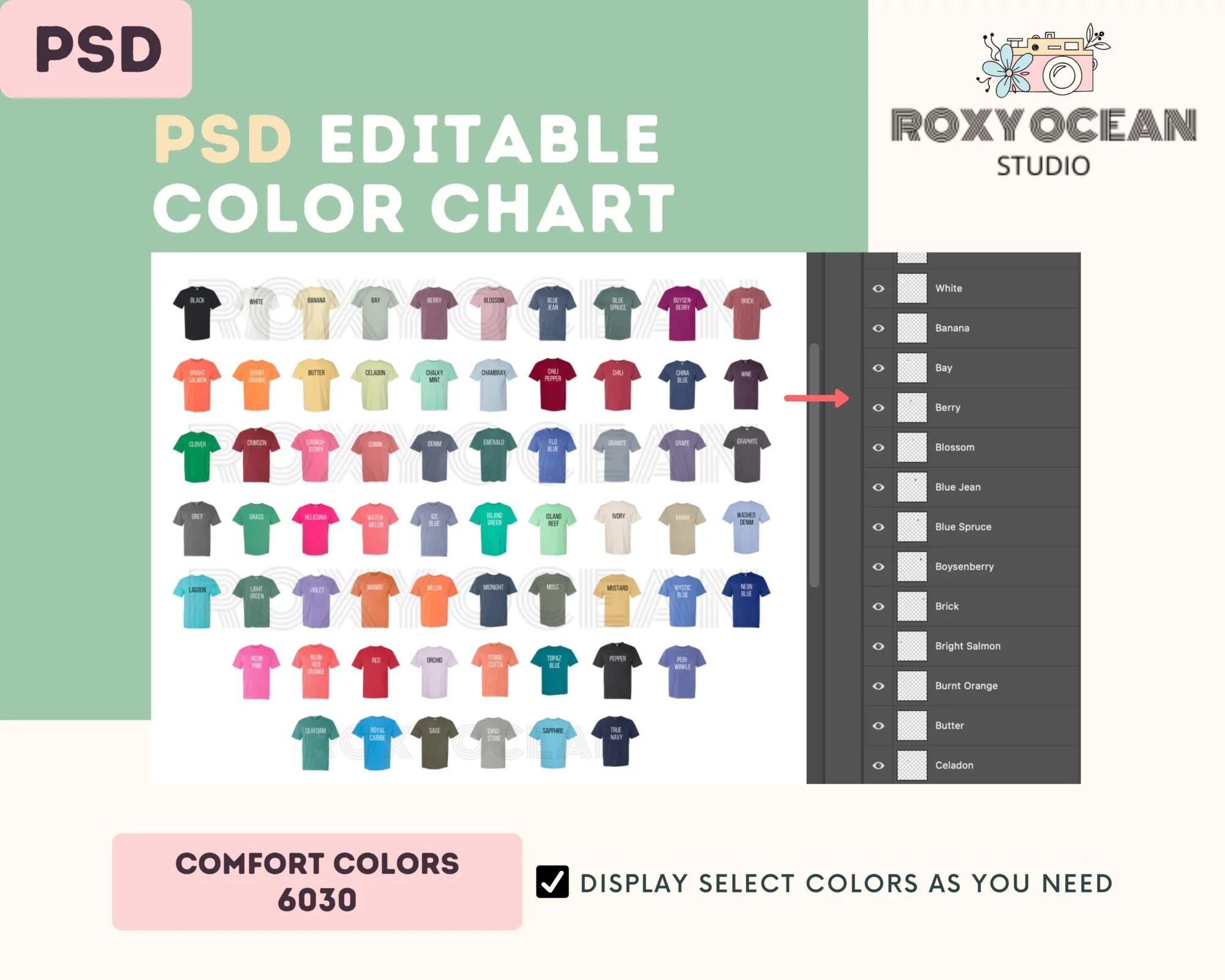 Editable Comfort Colors 6030 Color + Size Chart - Image 3