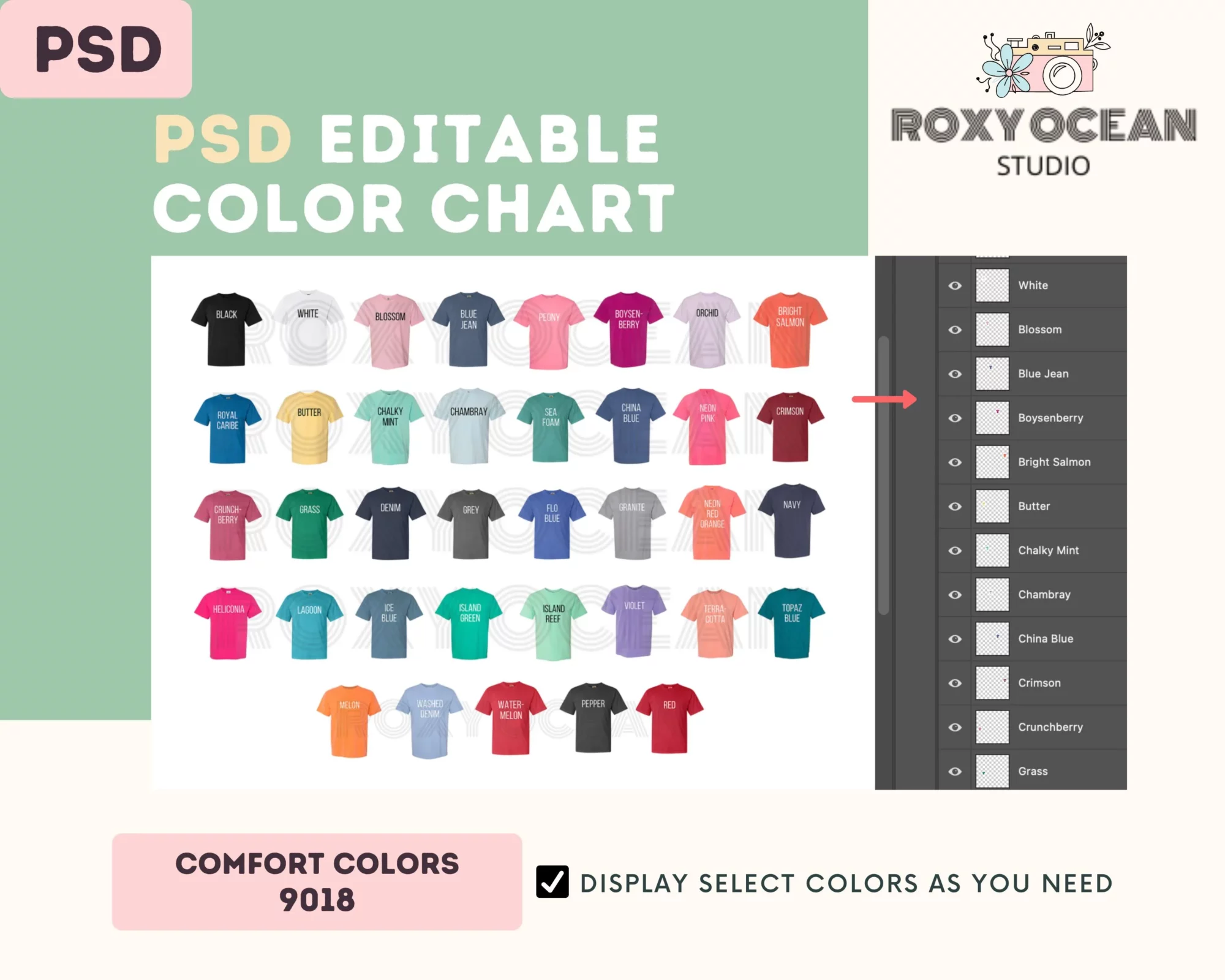 Editable Comfort Colors 9018 Color + Size Chart - Image 3