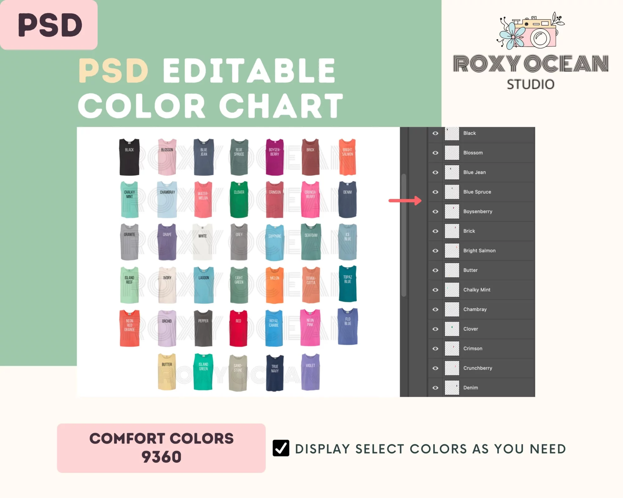 Editable Comfort Colors 9360 Color + Size Chart - Image 3