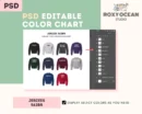 Editable Jerzees 562BR Color + Size Chart