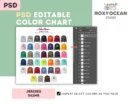 Editable Jerzees 562MR Color + Size Chart