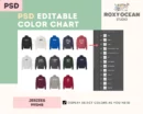 Editable Jerzees 995MR Color + Size Chart