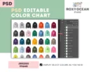 Editable Jerzees 996MR Color + Size Chart