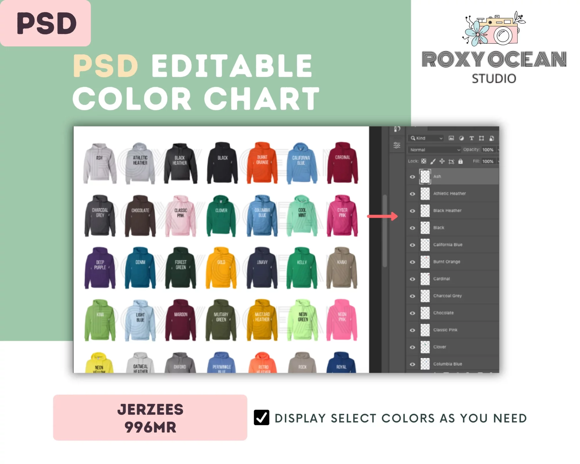 Editable Jerzees 996MR Color + Size Chart - Image 3