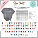 Editable Bella + Canvas 3001 Size + Color Chart