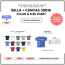 Editable Bella Canvas 3001B Color + Size Chart