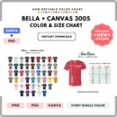 Editable Bella Canvas 3005 Color + Size Chart