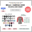 Editable Bella Canvas 3200 Color + Size Chart