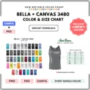 Editable Bella Canvas 3480 Color + Size Chart