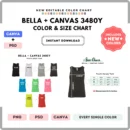 Editable Bella Canvas 3480Y Color + Size Chart