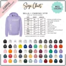 Editable Bella Canvas 3719 Size + Color Chart