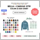 Editable Bella Canvas 3719 Color + Size Chart