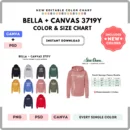 Editable Bella Canvas 3719Y Color + Size Chart