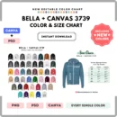 Editable Bella Canvas 3739 Color + Size Chart