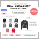 Editable Bella Canvas 3901Y Color + Size Chart